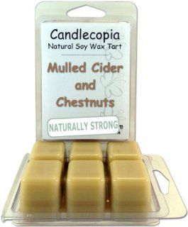 Mulled Cider and Chestnuts 6.4 oz Scented Wax Melts   Begins with spicy orange, nutmeg, and clove notes blended perfectly with rich nutty undertones of vanilla and caramel   2 Pack of naturally strong scented soy wax cubes throw 50+ hours of fragrance when