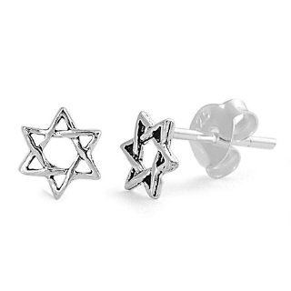 Star of David (jewish Star) Stud Earrings Sterling Silver   6mm: Jewelry