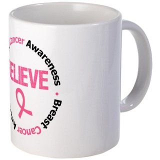 CafePress Breast Cancer Believe Mug   Standard: Kitchen & Dining