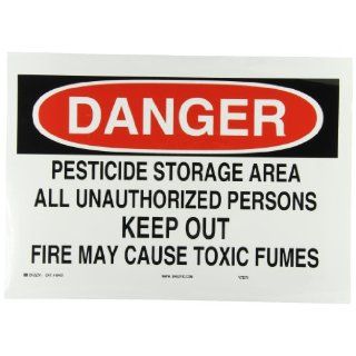 Brady 84431 Self Sticking Polyester Chemical & Hazardous Materials Sign, 10" X 14", Legend "Pesticide Storage Area All Unauthorized Persons Keep Out Fire May Cause Toxic Fumes": Industrial Warning Signs: Industrial & Scientific
