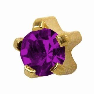Studex Ear Piercing Large Gold Plated Birthstone Stud Earrings 5mm Claw Setting   February / Amethyst: Jewelry