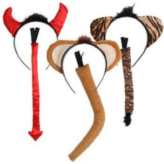 THREE (3) Different Costume Tail and Headband Ears for Halloween party: Clothing