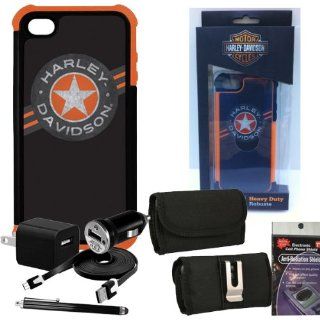 Harley Davidson Rugged Wrap Around Cover 07457 for iPhone 5s, 5. Comes with 3ft Charging Cable, USB Car Charger, USB House Charger, Metal Clip Horizontal Velcro Case with Belt Loop, Stylus Pen and Radiation Shield.: Cell Phones & Accessories