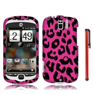 Hard Plastic Snap on Cover Fits HTC Mytouch 3G Slide Hot Pink Leopard + Red Pen T Mobile (does NOT fit HTC myTouch 3G or HTC Mytouch 4G or HTC Mytouch 4G Slide) Cell Phones & Accessories