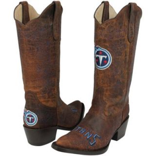 Tennessee Titans Womens Flyover Pull Up Cowboy Boots   Brown
