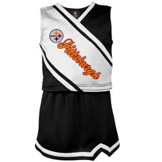 Pittsburgh Steelers Preschool Girls Team Spirit 2 Piece Cheerleader Set   Black/White