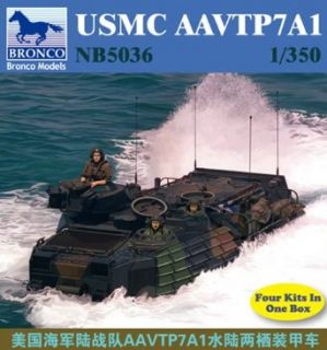 Bronco Models USMC AAVTP7A1 Assault Amphibious Vehicle (Contains 4 kits), Scale 1/350: Toys & Games