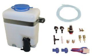 Universal Windshield Washer Kit w/ Pump Reservoir Bottle Wiring Switch Hardware: Automotive
