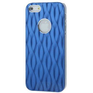 Generic 3D Effect Wave Texture Metal Sheet Paste Plastic Case Cover for Apple iPhone 5, 5S Blue: Cell Phones & Accessories