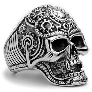 The Ultimate Stainless Steel Casted Skull Biker Ring Sizes 9 to 14 Wedding Bands Jewelry
