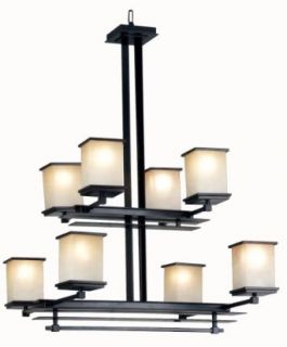 Kenroy Home 90388ORB Plateau Eight Light Chandelier, Oil Rubbed Bronze with Amber Marbleized Globes    