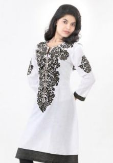 White Cotton Tunic 3/4 Sleeve Party Dress: World Apparel: Clothing