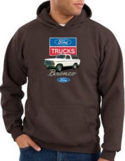 Ford Truck BRONCO 4x4 Classic Adult Hooded Pullover Sweatshirt Hoodie Hoody   Brown: Clothing