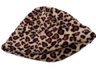 Chill Proof Womens Tan Leopard Print Microfleece Beanie fleece hat Clothing