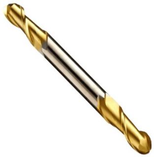 Niagara Cutter 67018 High Speed Steel (HSS) Ball Nose End Mill, Double End, Inch, TiN Finish, Roughing and Finishing Cut, 35 Degree Helix, 2 Flutes, 2.25" Overall Length, 0.063" Cutting Diameter, 0.188" Shank Diameter: Industrial & Scien