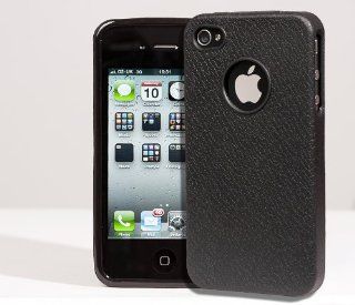 New Black "Leather Effect" Silicone Case & Screen Protector for the new Apple iPhone 4 4G HD: Cell Phones & Accessories