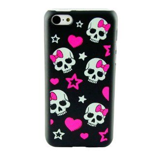 Cute glow luminous effect fluorescent Rose Bow in the Skull Punk unique Hard back Cover special night light case for iPhone 5C & Free LCD Film: Cell Phones & Accessories