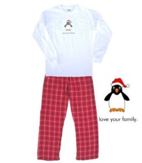 Santa's Helper Penguin Adult Family Christmas Pajama Loungewear Set: Clothing