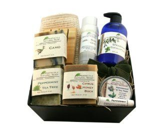 The Man TasticTM Outdoorsman Gift Basket   All Natural Handmade Soap, Bug Repellent, Lotion, Lip Balm, & Salve, Especially for Men : Beauty