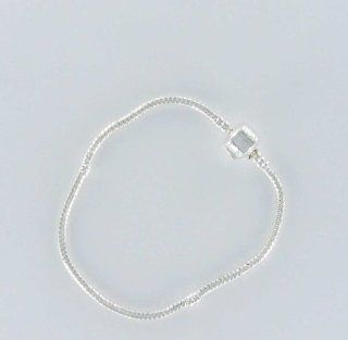 Sterling Silver Bead Clasp European Style Snake Chain Bracelet 8 1/4" 8.25 Bracelet Inches Fit Pandora Biagi Troll Chamilia Bead Story Charms. Either Simstars Reflection or Bruna Ferrari Brand Bracelet Will Be Sent. Great Gifts  