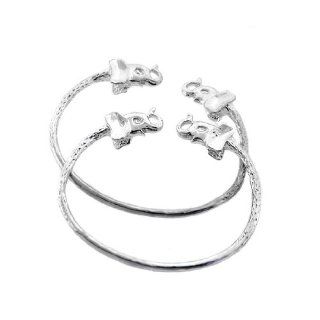 Elephant .925 Sterling Silver West Indian Baby Bangles: Bangle Bracelets: Jewelry