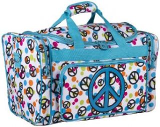 Ever Moda Blue Multicolor Peace Sign Duffle Bag 19 inch: Clothing