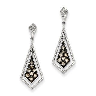 Gold and Watches Sterling Silver Champagne Diamond Geometric Post Earrings: Jewelry