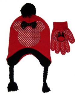 Girls Minnie Mouse Scandinavian Hat and Glove Set (3 6) [4010]: Cold Weather Accessory Sets: Clothing