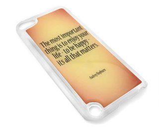 Orange Audrey Hepburn Quote Snap on Clear iPod Touch 5/5th Generation Cover Carrying Case : MP3 Players & Accessories