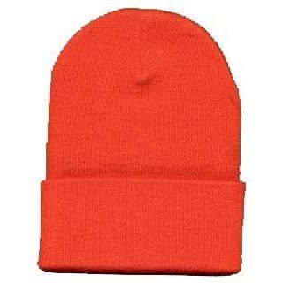 Long Knit Beanie Ski Cap Hat In Orange: Clothing