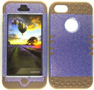 Cell Phone Skin Case Cover For Apple Iphone 5 Glitter Light Purple    Brown Rubber Skin + Hard Case: Cell Phones & Accessories