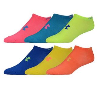 Under Armour Brights No Show 6 Pack Socks   Womens   Training   Accessories   Solid/Assorted