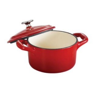 Tramontina Gourmet Enameled Cast Iron 10.5 oz. Covered Mini Cocotte   Gradated Red   Roasting Pans
