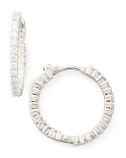 22mm White Gold Diamond Huggie Hoop Earrings, 1ct   Roberto Coin   White (1ct ,