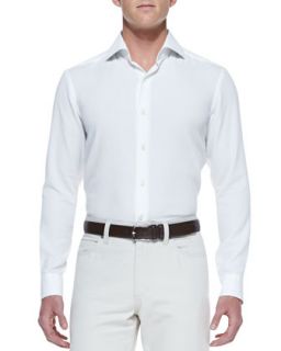 Mens Long Sleeve Shirt, White   Ermenegildo Zegna   White (XXXL)