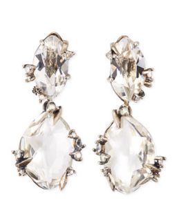 Silver Ice Marquis Clear Quartz Drop Earrings with Diamonds   Alexis Bittar