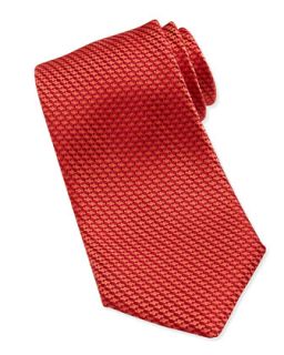 Mens Tonal Weave Silk Tie, Red   Charvet   Red