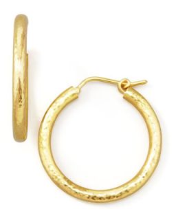 Giant Hammered 19k Gold Hoop Earrings   Elizabeth Locke   Red (19k )