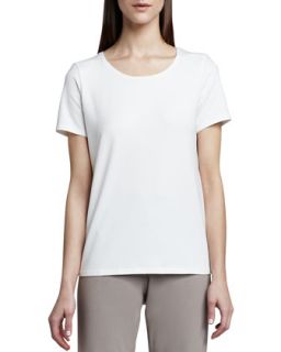 Stretch Organic Cotton Tee, Womens   Eileen Fisher   White (2X (18/20))