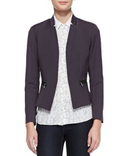 Womens Femme Zip Pocket Suit Jacket   Rebecca Taylor   Graphite (6)