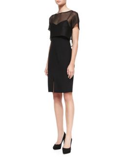 Womens Sheer Overlay Fitted Dress   LAgence   Black (10)