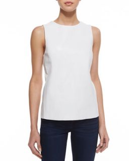 Womens Roselle Sleeveless Leather Front Top   Cusp by Neiman Marcus   White