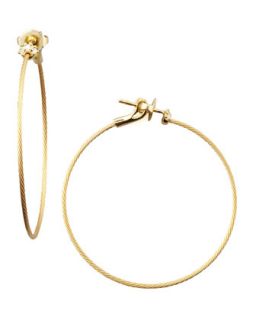 18k Yellow Gold Diamond Cluster Hoop Earrings, 40mm   Paul Morelli   Yellow