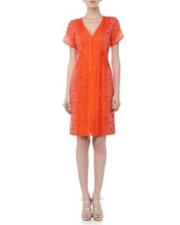 Womens Lace Dress with Organza Overlay, Tiger Lily   J. Mendel   Tiger lily (6)