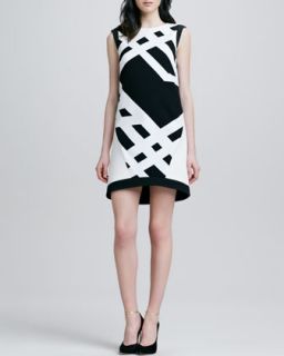 Womens Jewel Neck Printed Dress   Tibi   Black/White multi (10)