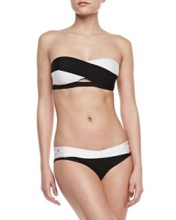 Womens Two Tone Bandage Two Piece Swimsuit   Herve Leger   Blk w/ alabaster