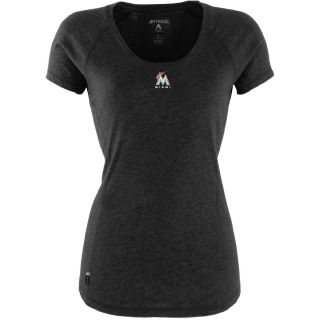 Antigua Miami Marlins Womens Pep Shirt   Size: Large, Black/heather (ANT MARLN