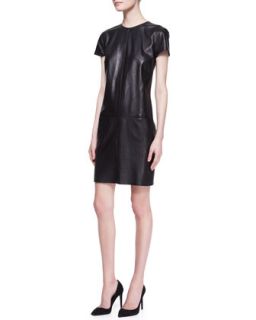 Womens Conroy Short Sleeve Leather Dress   Ralph Lauren Black Label   Black (4)