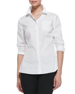 Womens Rowley Long Sleeve Blouse, White   Lafayette 148 New York   White (6)