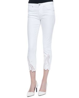 Womens Mona Embroidered Cropped Jeans   Elie Tahari   White (6)